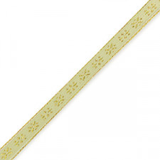 Ribbon text Flowers Olive green-gold